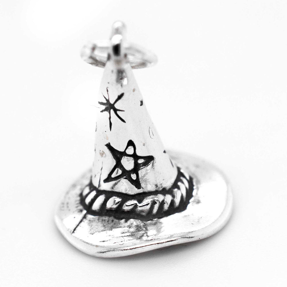 
                  
                    A Super Silver Witch Hat Charm with Moon and Stars.
                  
                