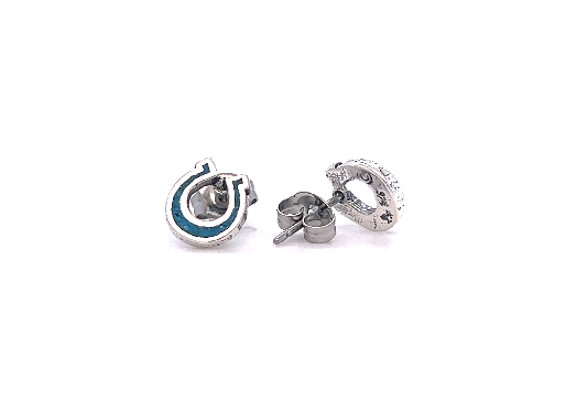 
                  
                    Indianapolis Colts Super Silver turquoise horseshoe stud earrings for good luck.
                  
                