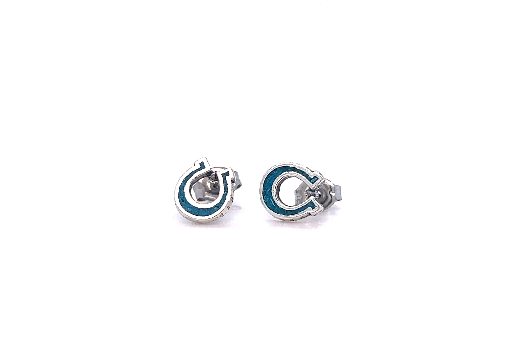 A pair of Turquoise Horseshoe Studs by Super Silver.