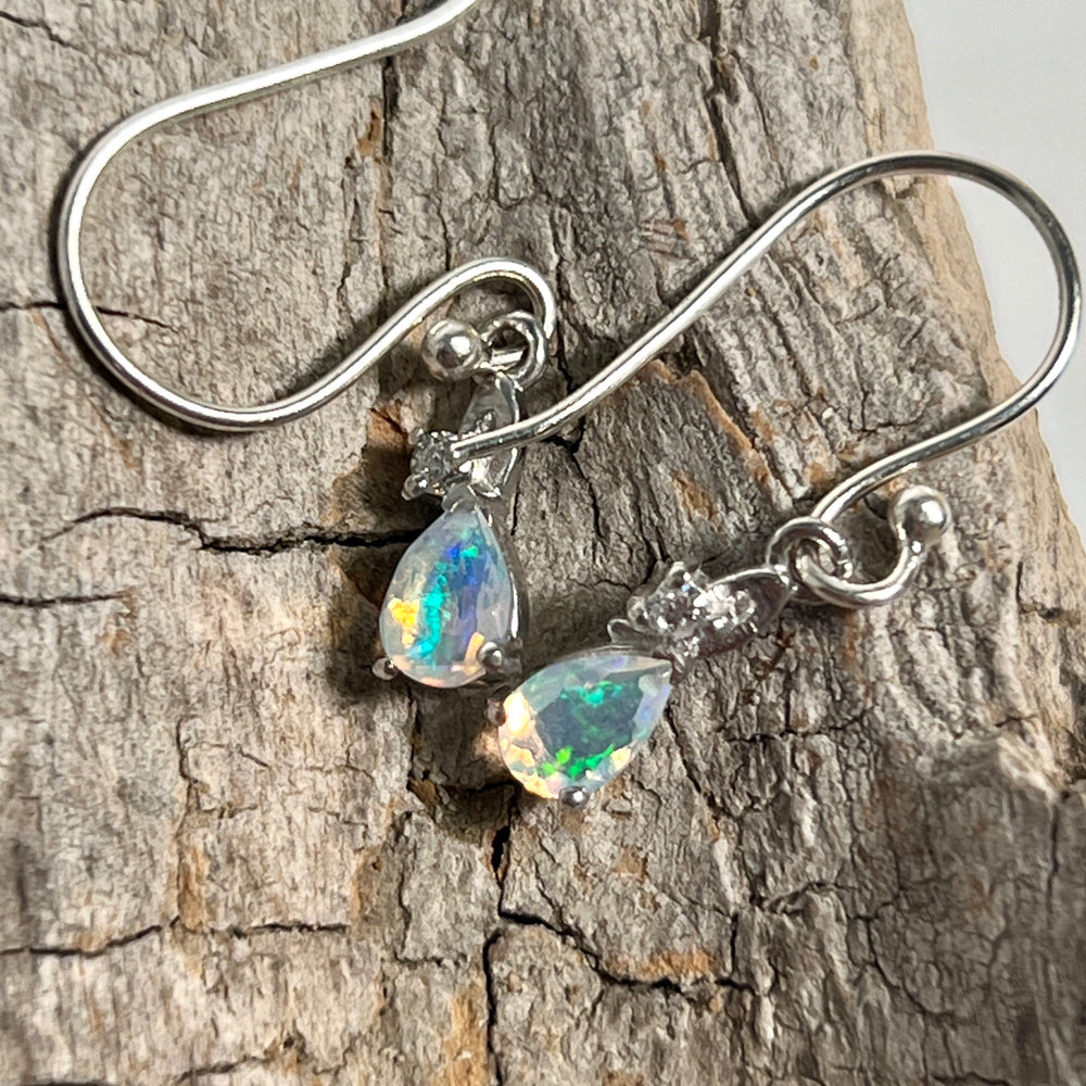 Super Silver's Tiny Teardrop Ethiopian Opal Earrings.