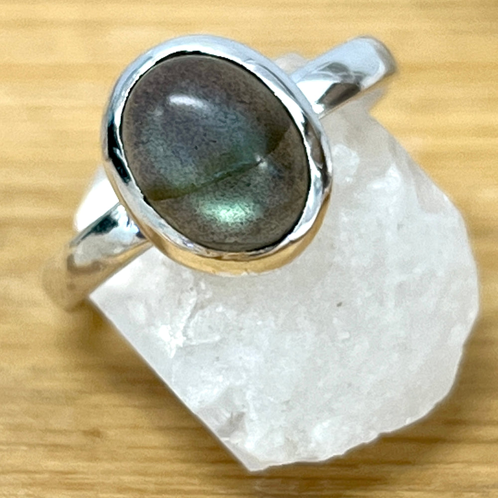 
                  
                    Simple Oval Moonstone Or Labradorite Ring in sterling silver.
                  
                