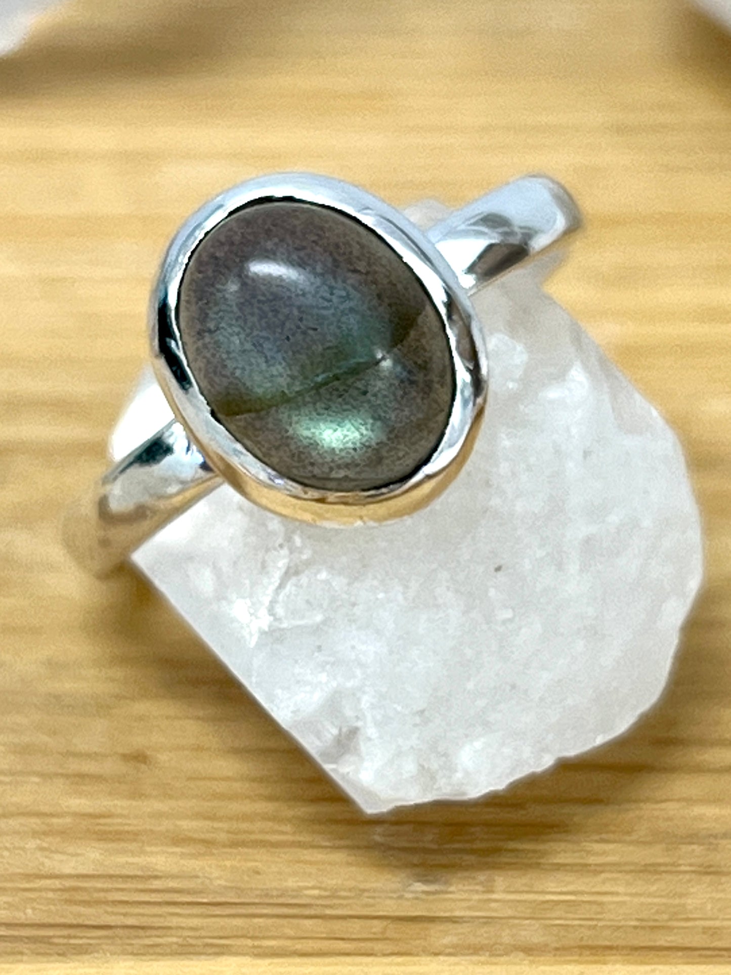 
                  
                    Simple Oval Moonstone Or Labradorite Ring in sterling silver.
                  
                