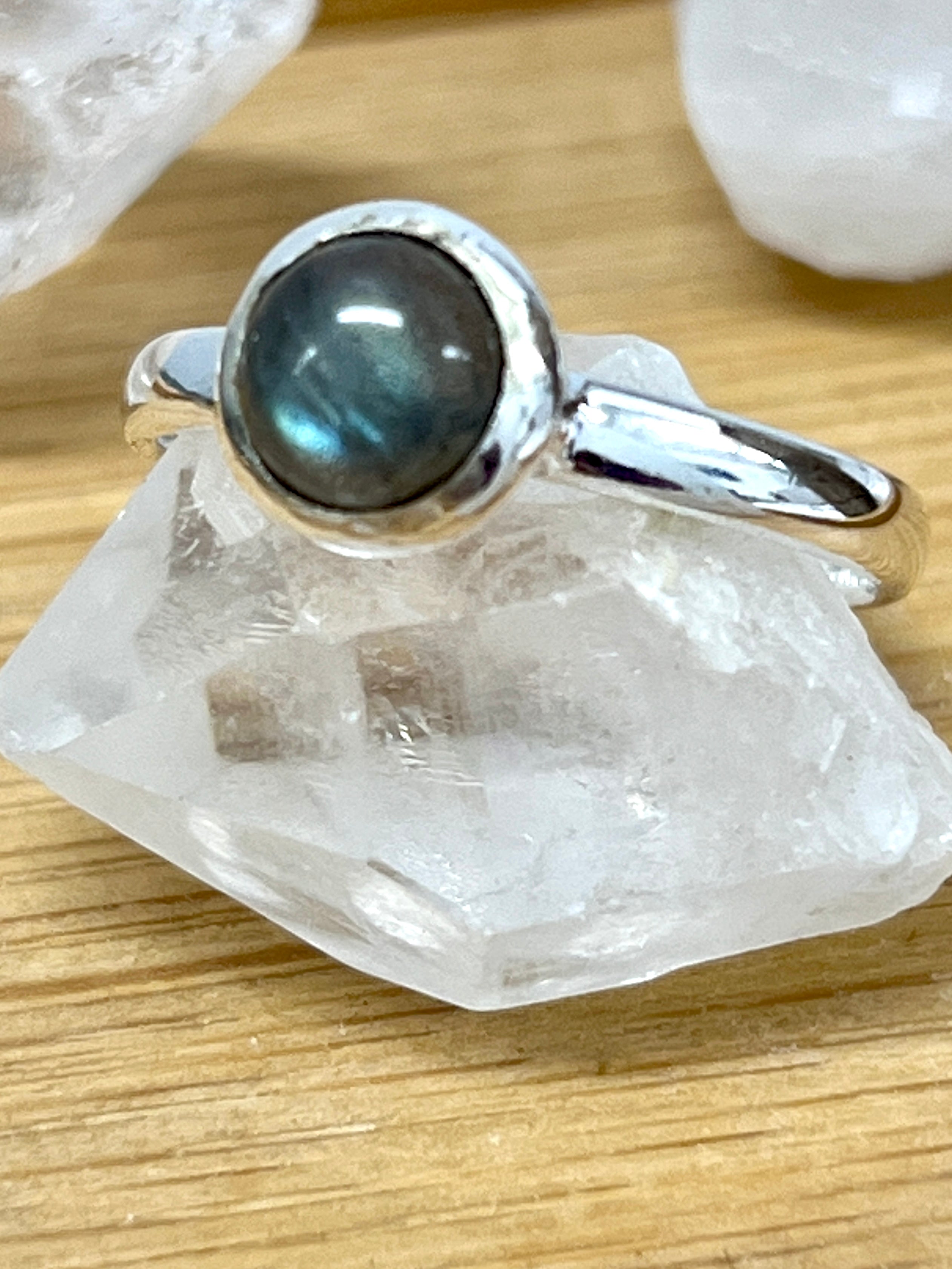 Simple Moonstone and Labradorite Stacking Ring in sterling silver, perfect for those who love stone rings from Super Silver.