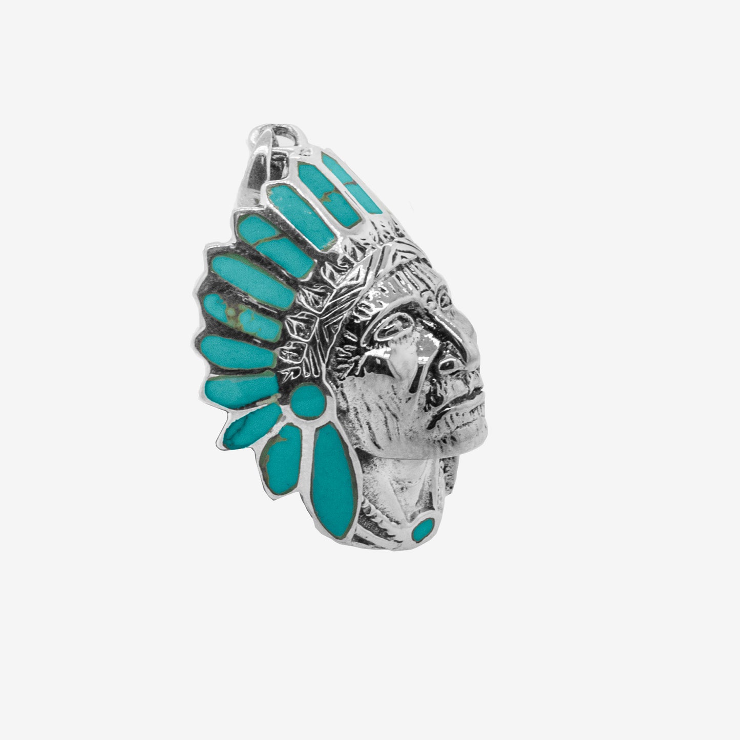 
                  
                    A Chief Pendant With Turquoise Stones by Super Silver on a white background.
                  
                