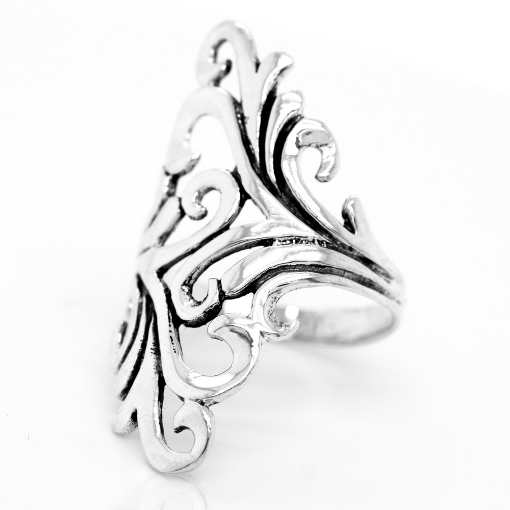 
                  
                    A Freeform Swirl Wrap Ring in an art nouveau style, beautifully crafted by Super Silver.
                  
                