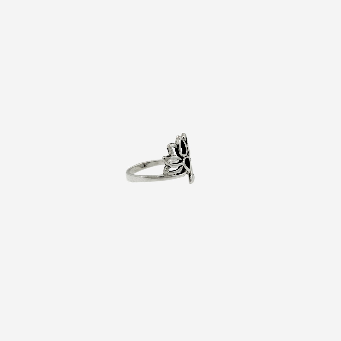 
                  
                    An adjustable Wrap Around Adjustable Lotus Flower Ring made of .925 sterling silver by Super Silver.
                  
                