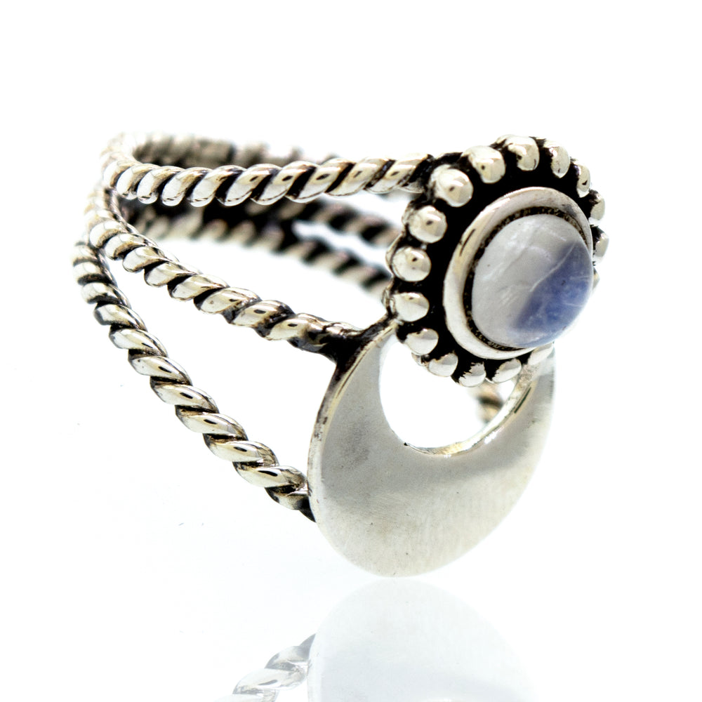 
                  
                    A Super Silver Online Only Exclusive Round Moonstone Ring made of .925 Silver, on an online store.
                  
                