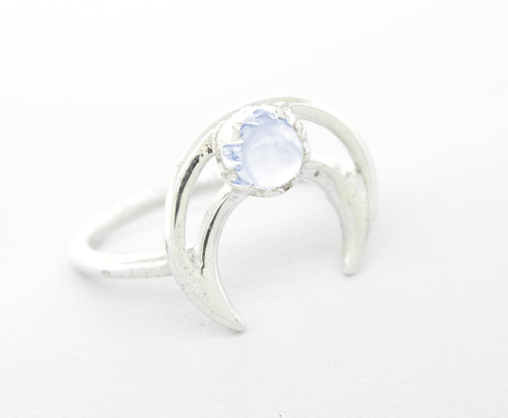 Online Exclusive Moon Design Ring With Moonstone