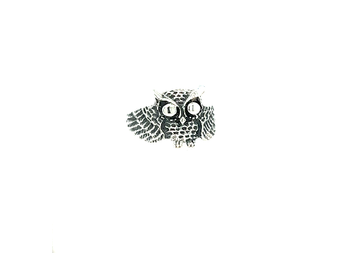 This Super Silver owl ring showcases the goddess of wisdom on a white background.