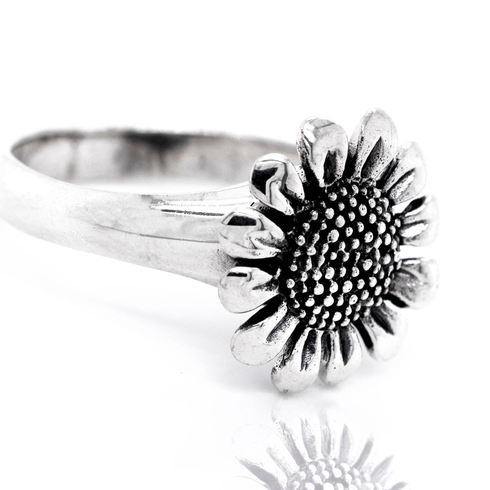 A sterling silver Bright Sunflower Ring.