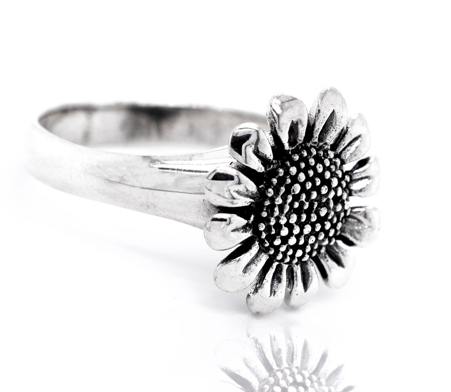 A sterling silver Bright Sunflower Ring.