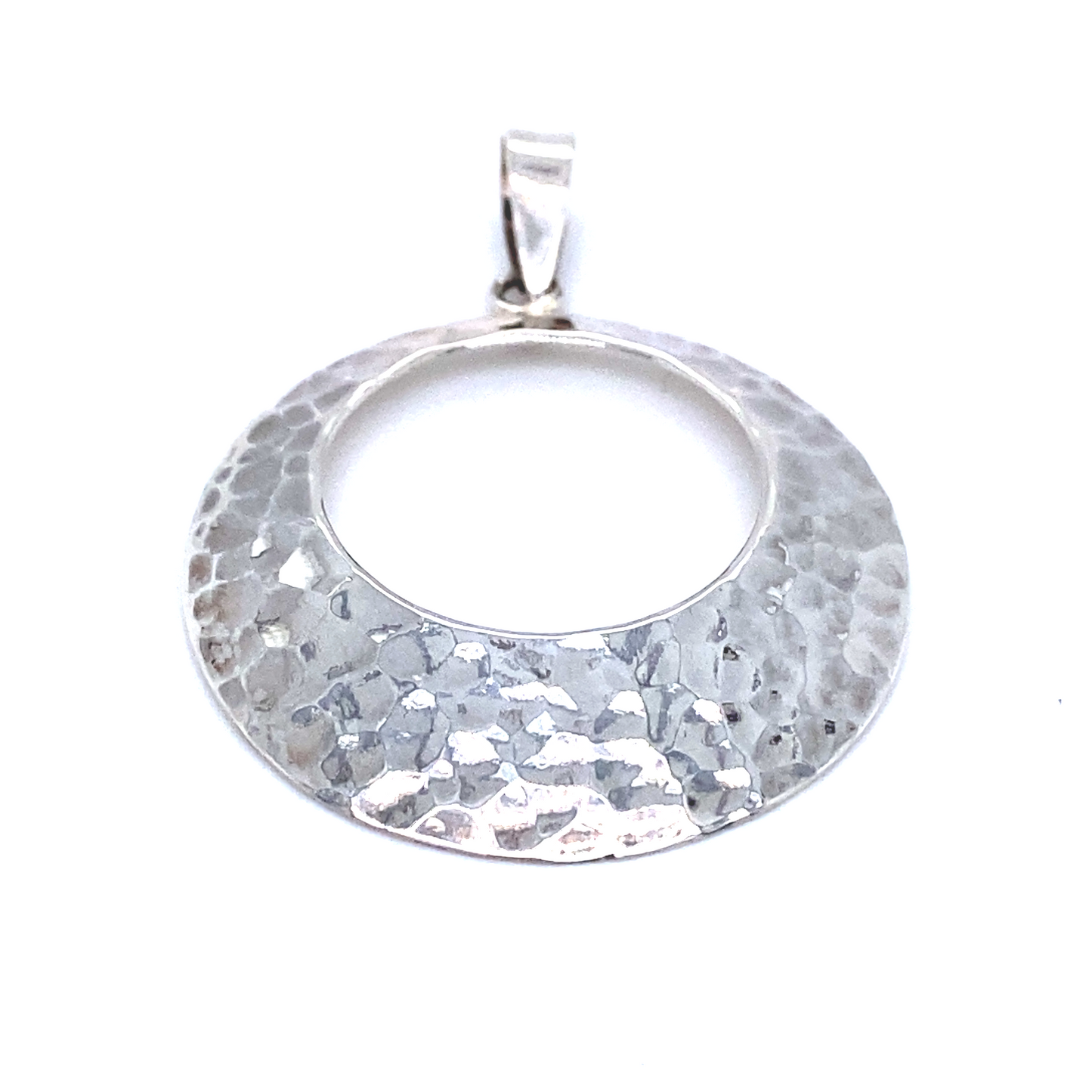 
                  
                    Sleek Hammered Round Pendant from Super Silver.
                  
                