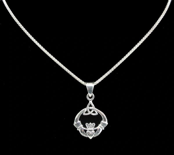 
                  
                    Super Silver's Stylish Claddagh pendant with Celtic design.
                  
                