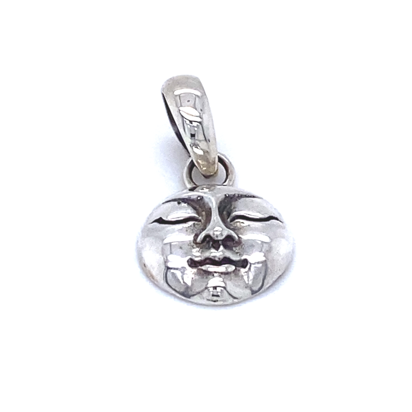 
                  
                    A Super Silver Small Moon Goddess Pendant with a moon face.
                  
                