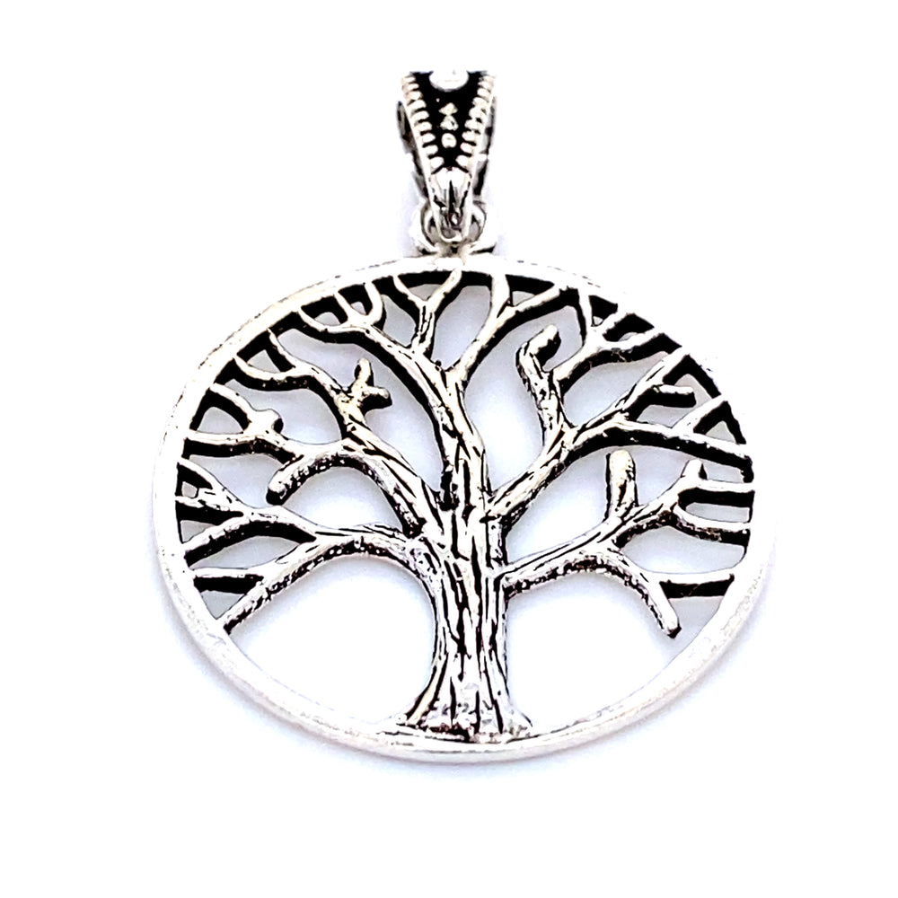 
                  
                    A Super Silver Mother Earth Tree Pendant on a white background.
                  
                