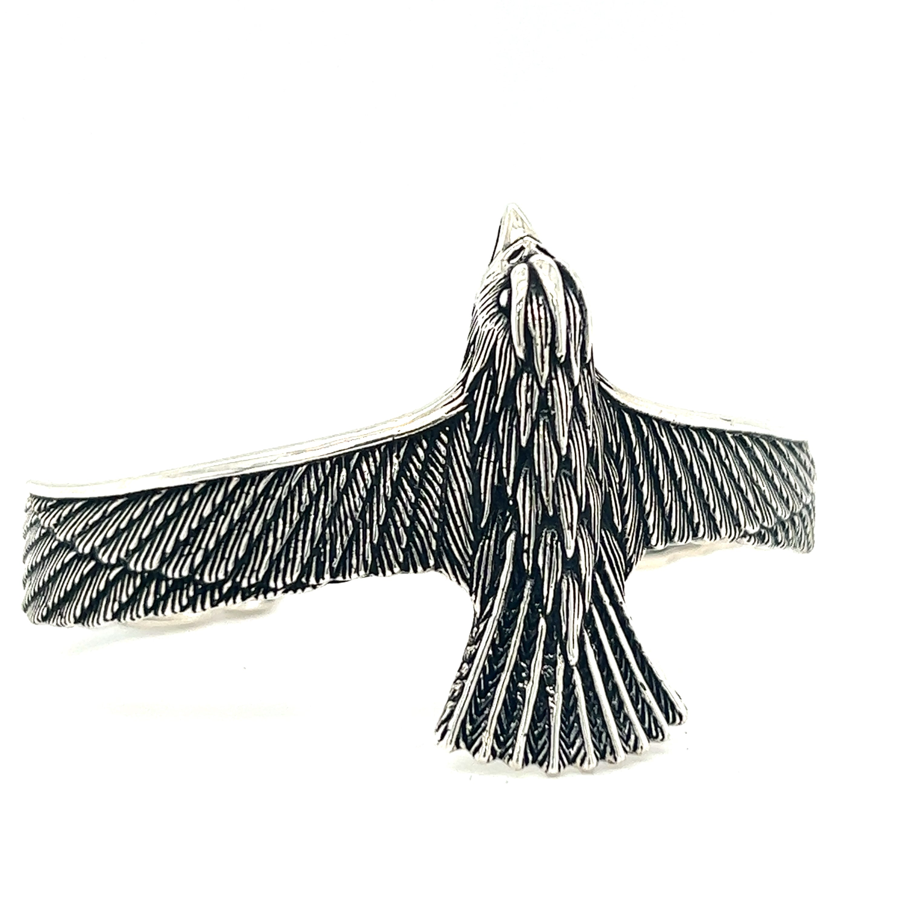 A Super Silver Unique Raven Cuff bracelet.
