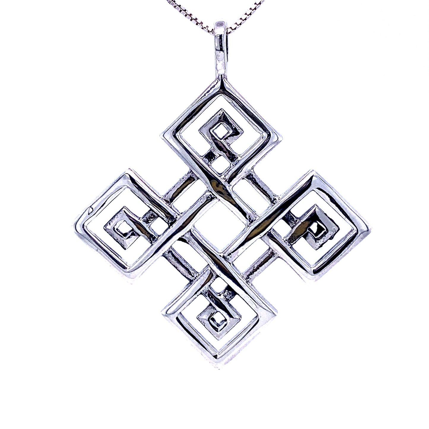 A Four-Pointed Celtic Knot Pendant made of .925 Sterling Silver by Super Silver.