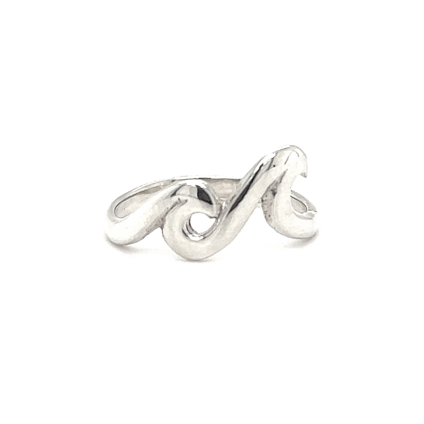 
                  
                    A sterling silver Two Waves Ring with a modern wave design.
                  
                