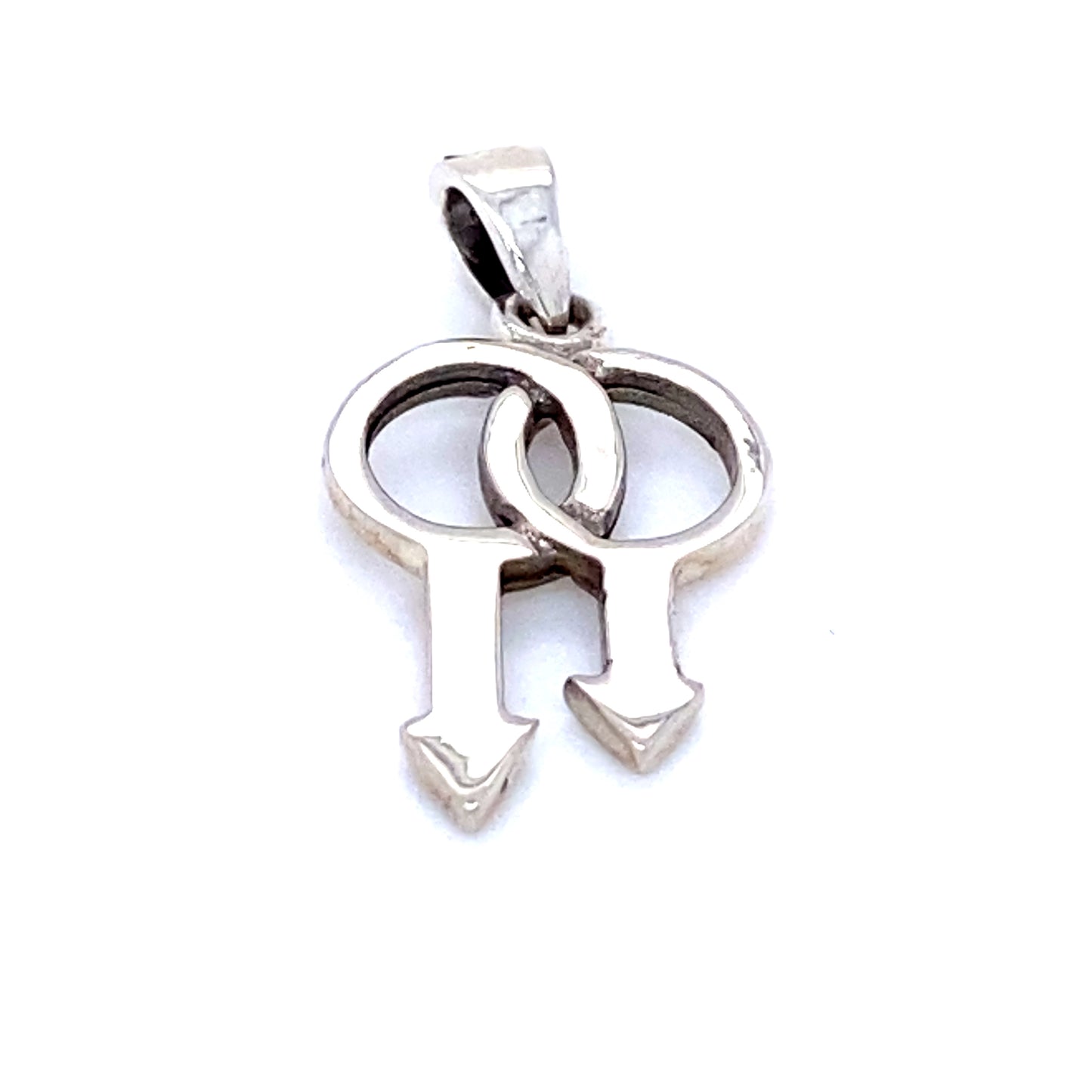An interlocking pendant with a Double Mars Charm symbol by Super Silver.