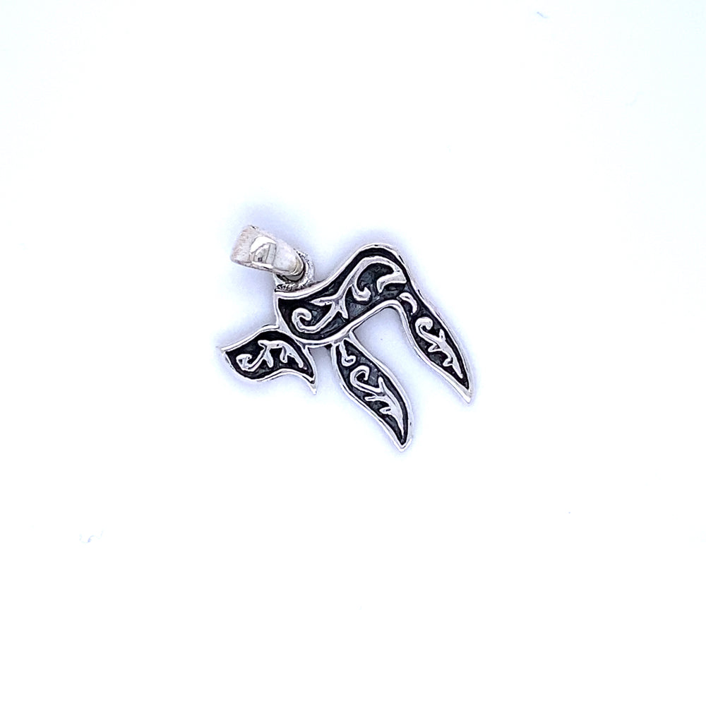 
                  
                    A Super Silver Chai Symbol Pendant with Filigree Design, representing Jewish heritage.
                  
                