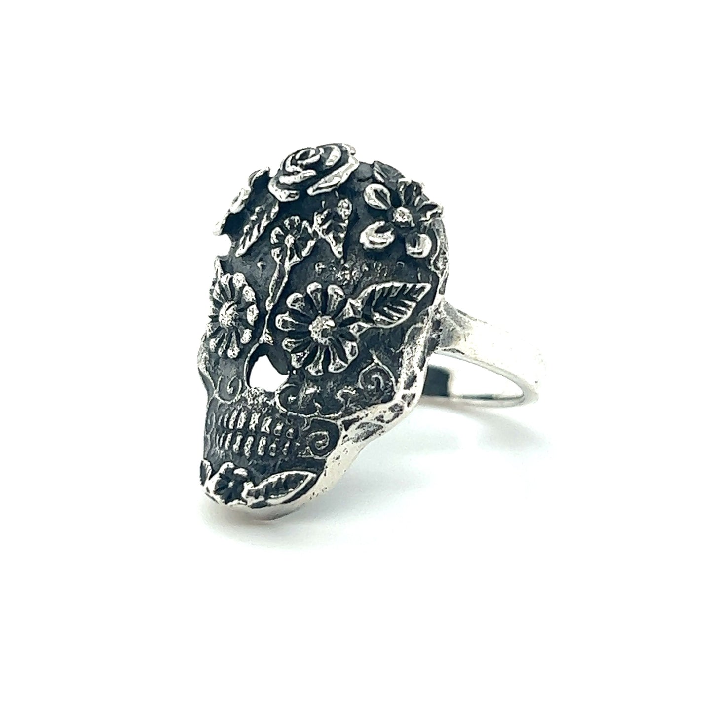 
                  
                    A cultural Intricate Sugar Skull ring on a white background.
                  
                