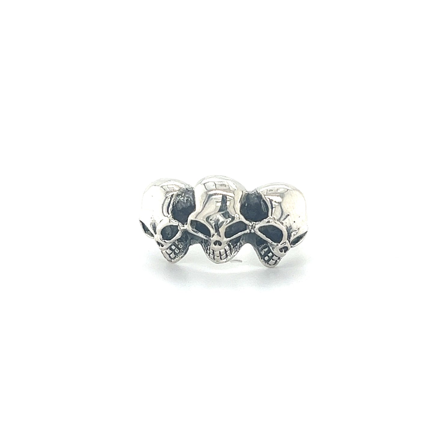 
                  
                    A Heavy Triple Skull Ring adorned with three intricate skulls, perfect for men seeking bold and edgy accessories.
                  
                