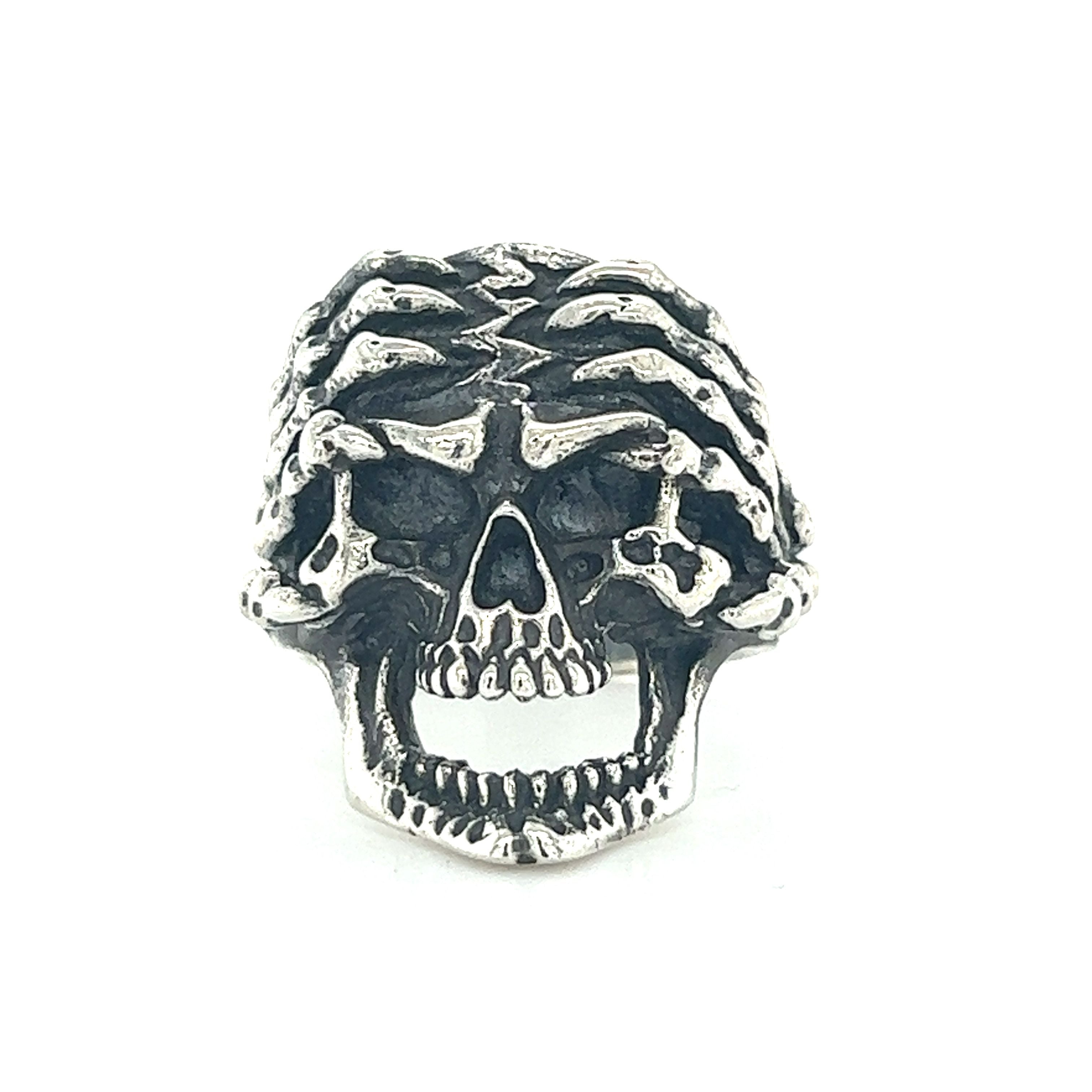 A gothic silver Screaming Skull Ring.