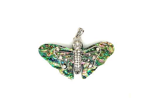 
                  
                    A Large Abalone Butterfly Pendant made of mother of pearl and silver by Super Silver.
                  
                