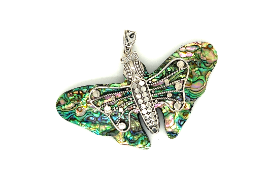
                  
                    A Super Silver Large Abalone Butterfly Pendant.
                  
                