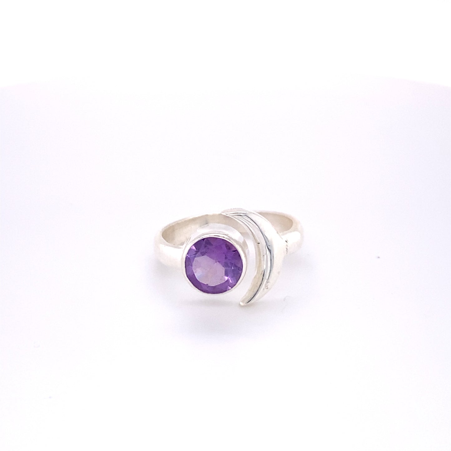 
                  
                    Beautiful Crescent Moon Ring with Natural Gemstones in sterling silver.
                  
                