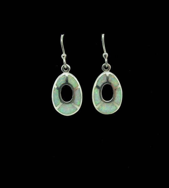 Dazzling pair of Small Drop Shape Dangle Earrings with green opal from Super Silver.