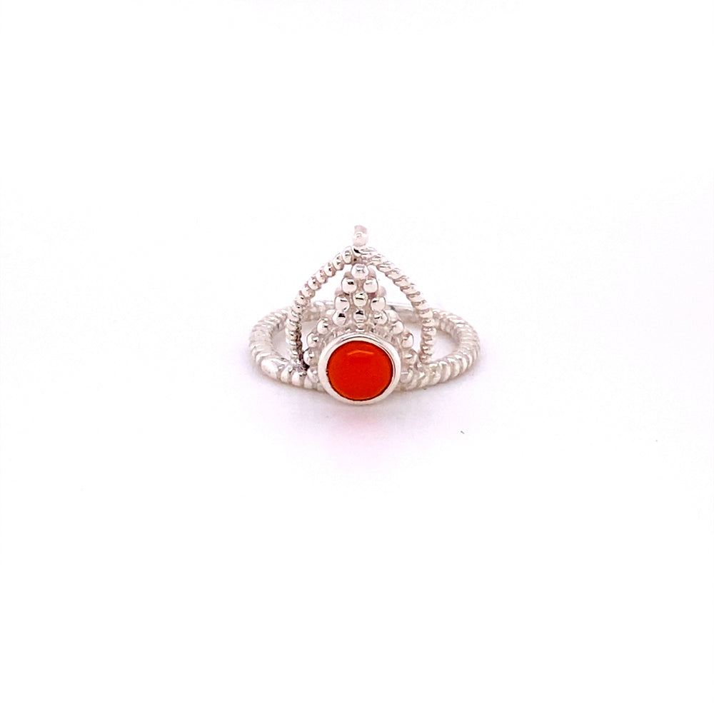 
                  
                    A Simple Tiara Ring with Natural Gemstones with a cabochon orange gemstone.
                  
                