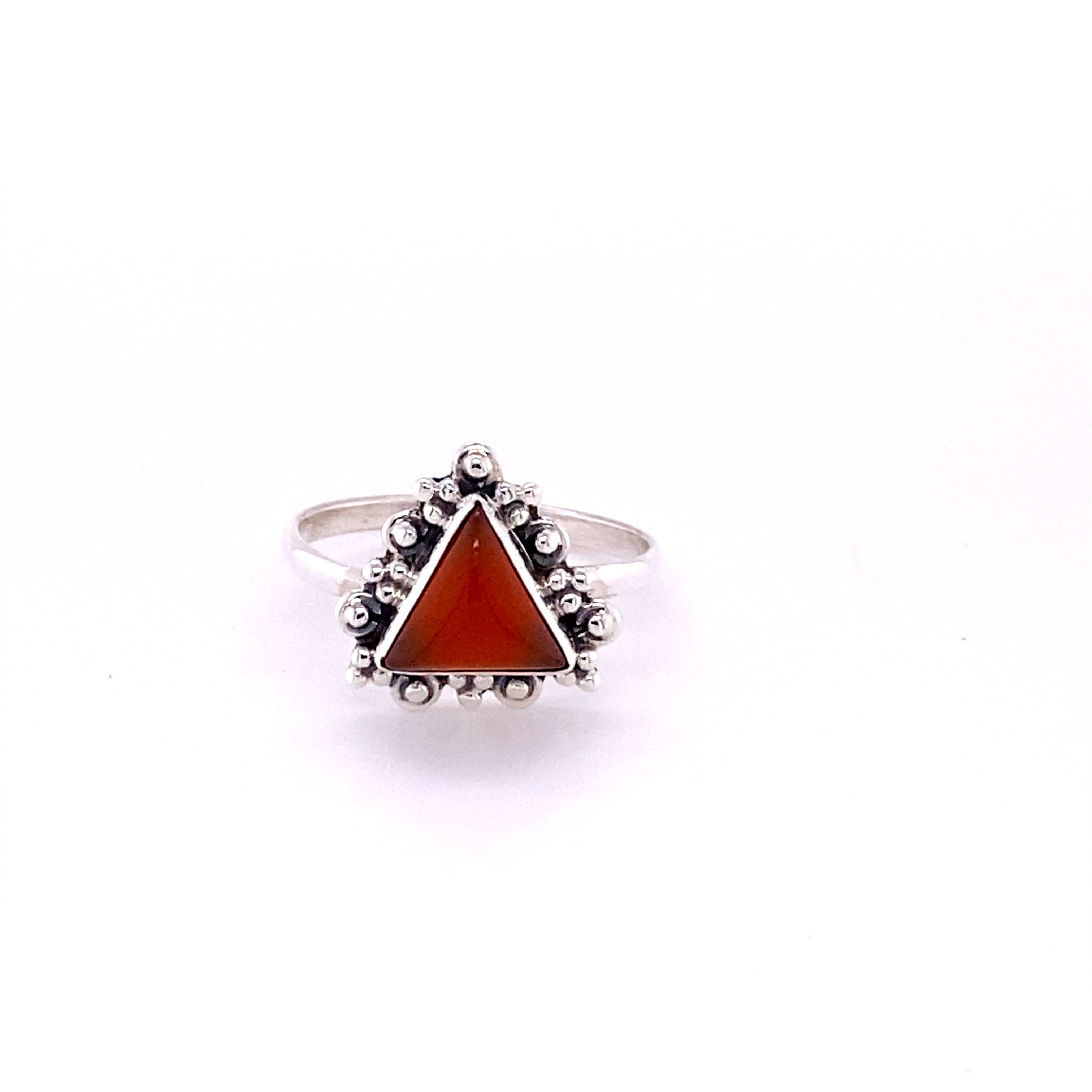 Vintage Sterling Silver Red Coral Triangle Rings - Yourgreatfinds