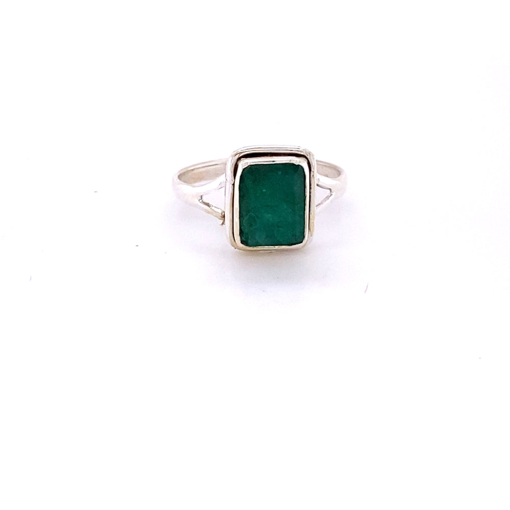 A boho-inspired Simple Square Gemstone Ring on a white background.