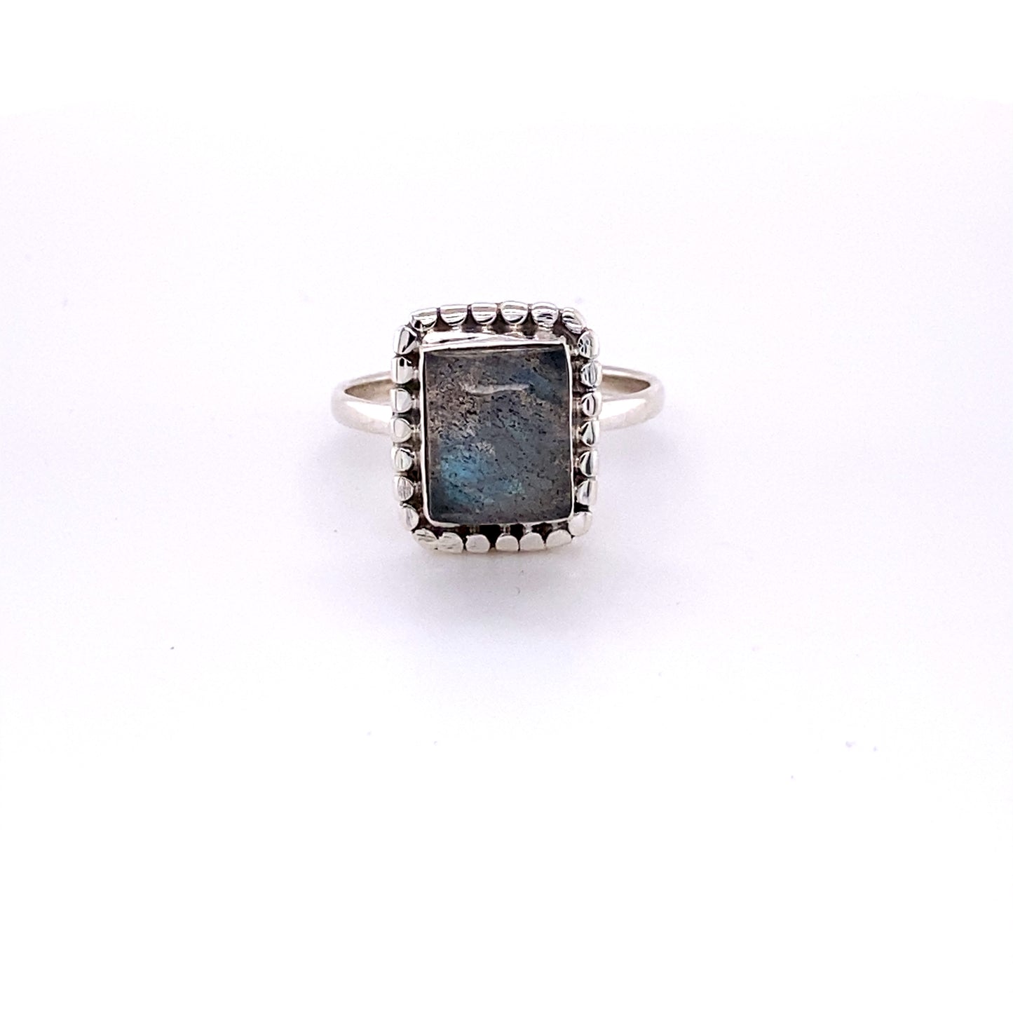 
                  
                    Square Ring with Labradorite cabochon in sterling silver.
                  
                
