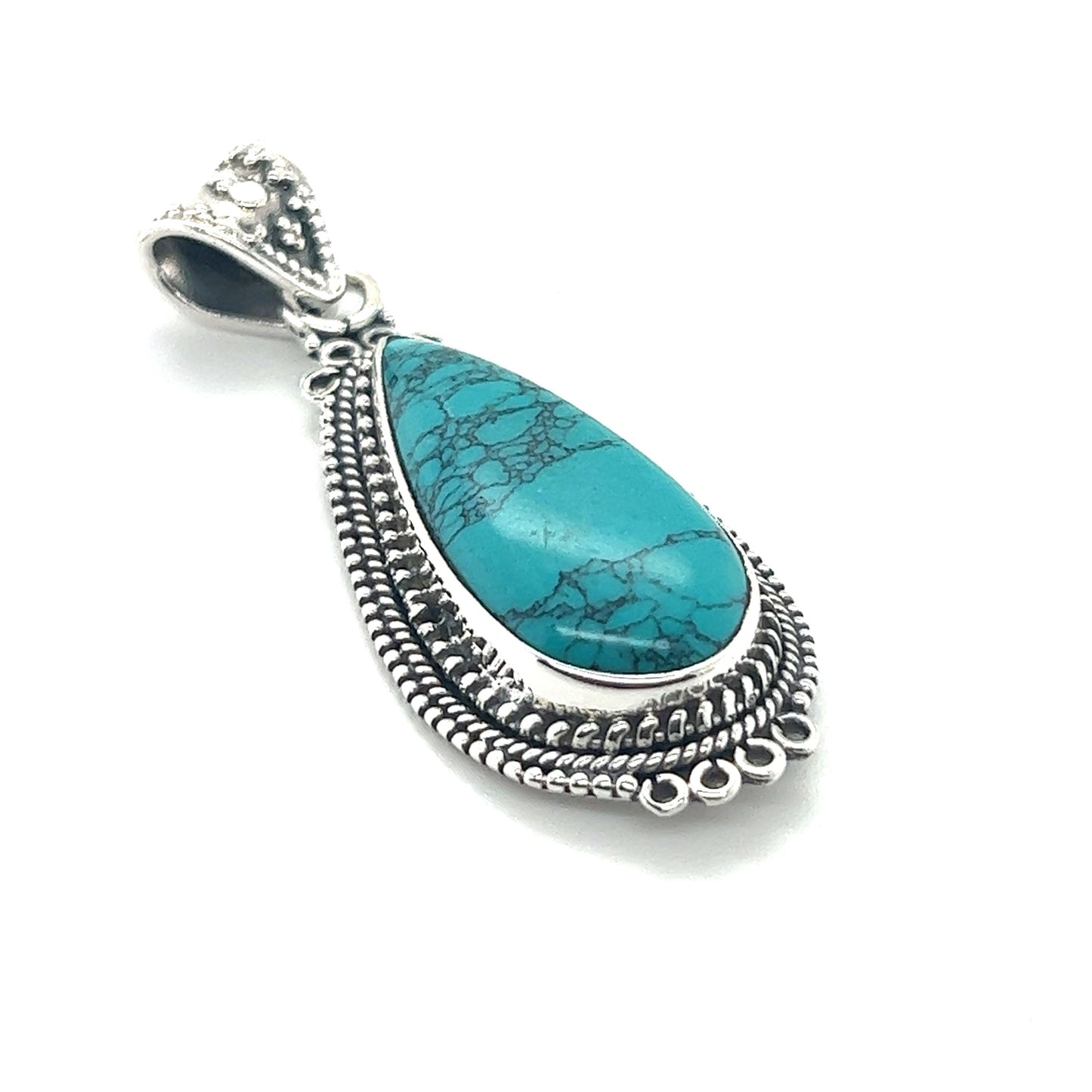 
                  
                    A Striking Teardrop Gemstone Pendant with Beaded Detailing from Super Silver.
                  
                