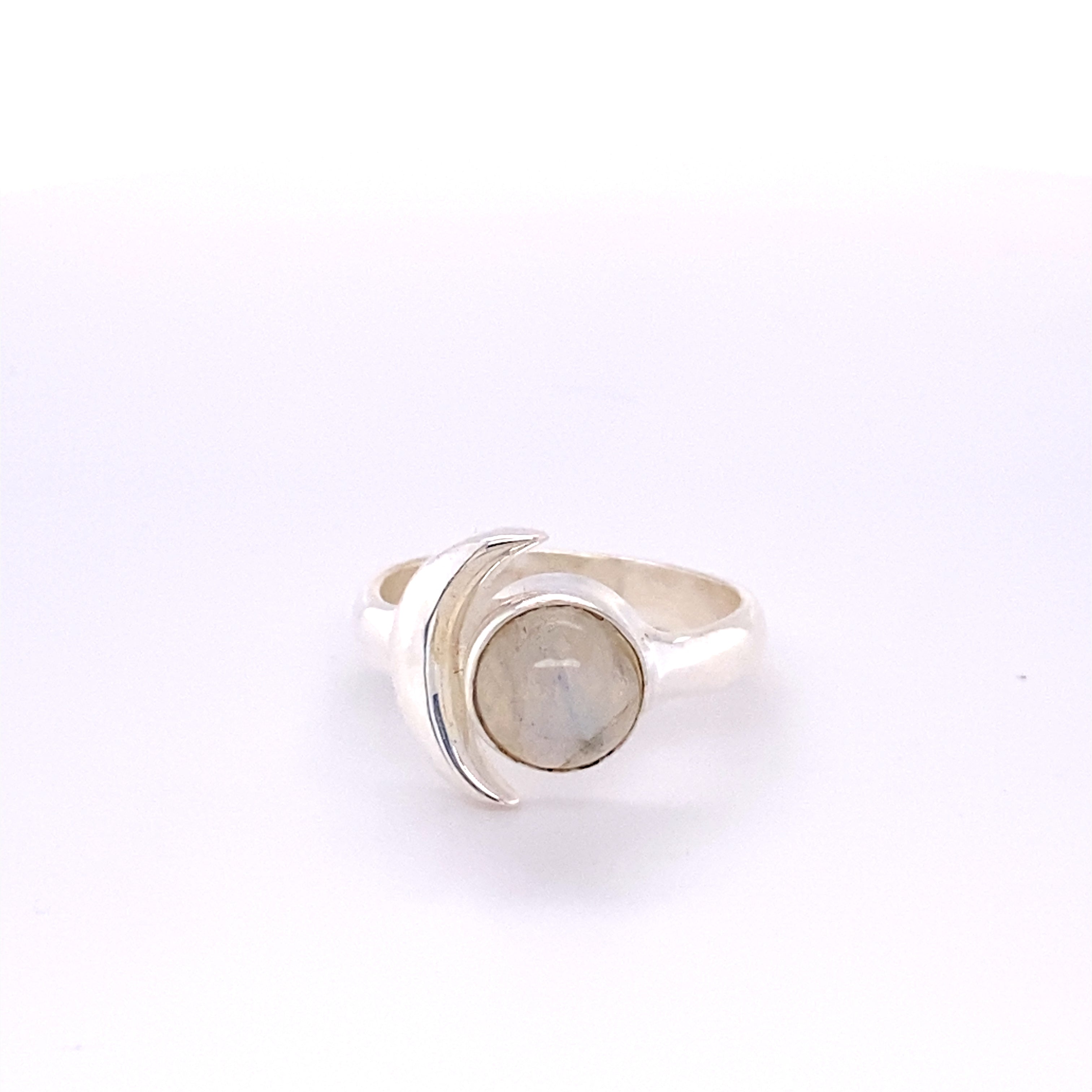 Sterling Silver Crescent Moon Ring with Moonstone 9