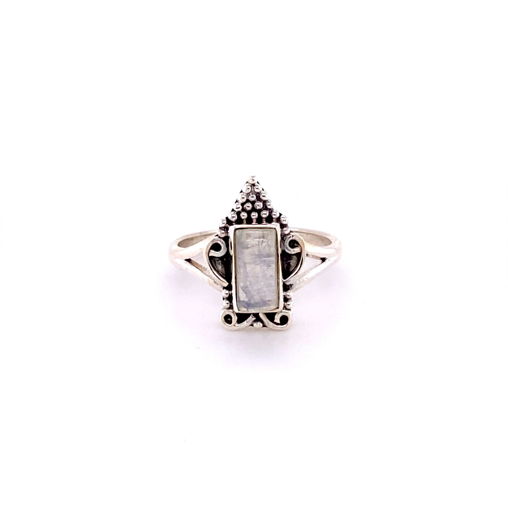 
                  
                    A Super Silver Bohemian Princess Ring with a moonstone in the middle.
                  
                