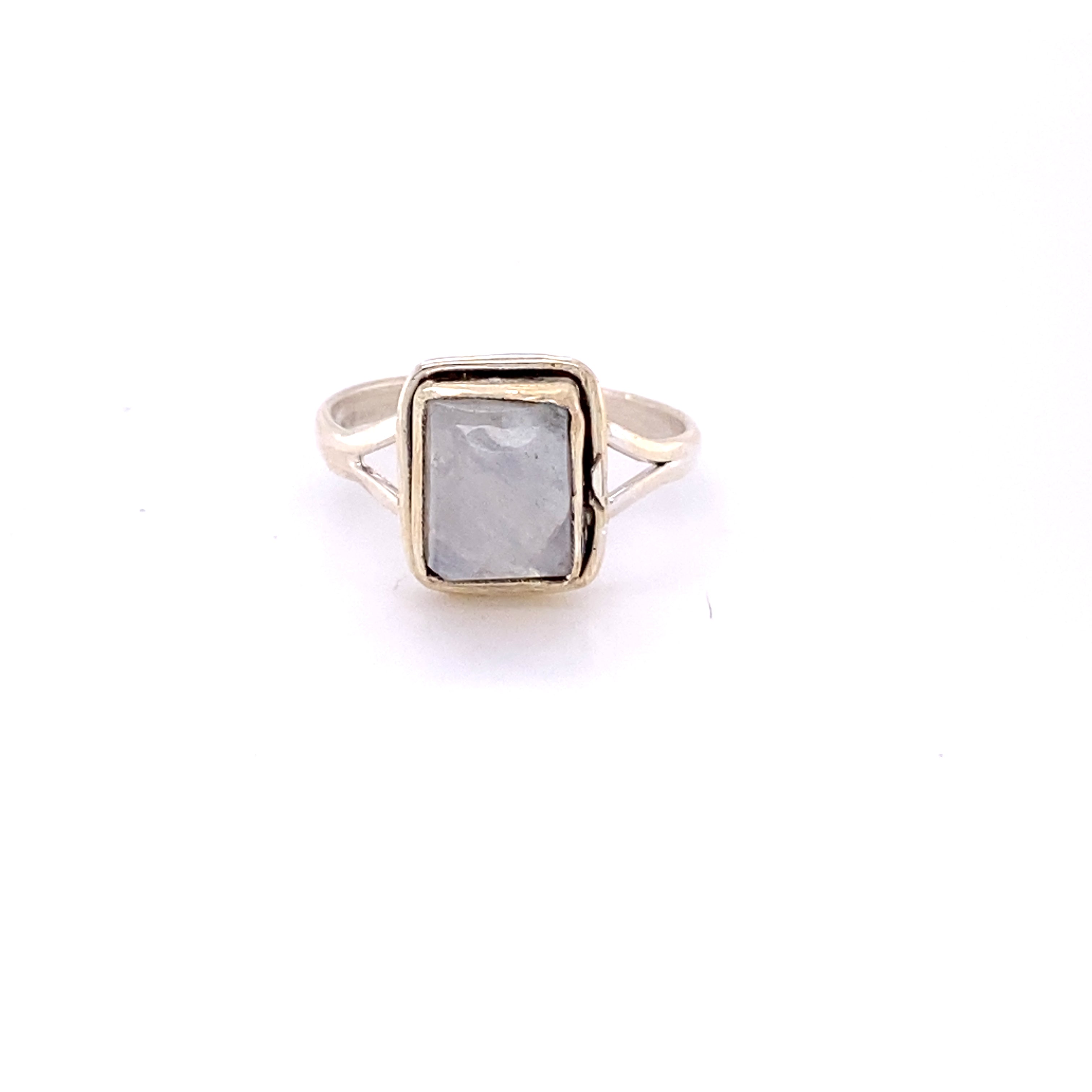 An indie Simple Square Gemstone Ring with a gemstone in the middle.