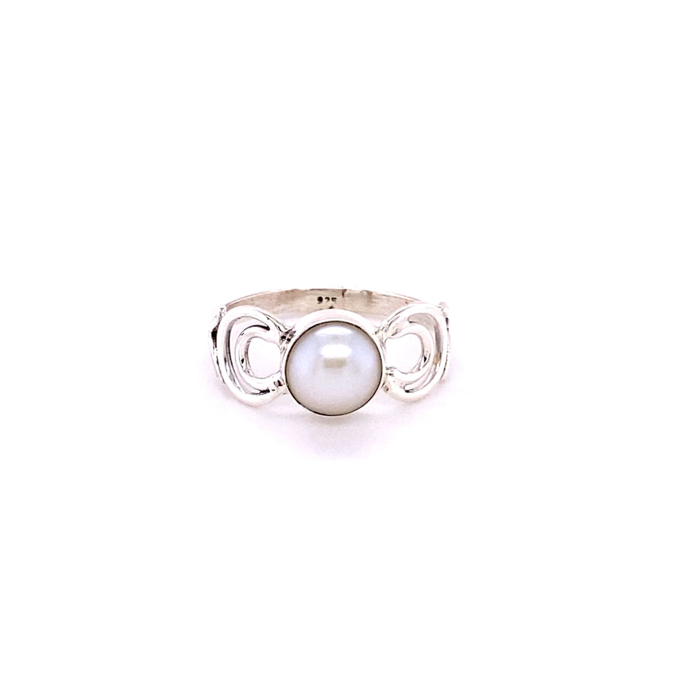 
                  
                    A Super Silver Oval Gemstone Ring with Moon Design on a white background, exuding the beauty of a natural gemstone and capturing the essence of the divine feminine.
                  
                