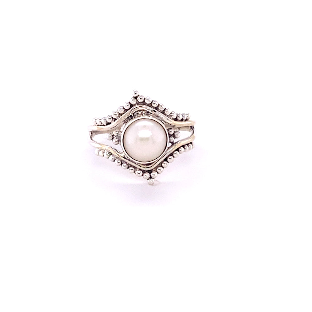 
                  
                    A Double Chevron Gemstone Ring with Ball Design from Super Silver on a white background.
                  
                