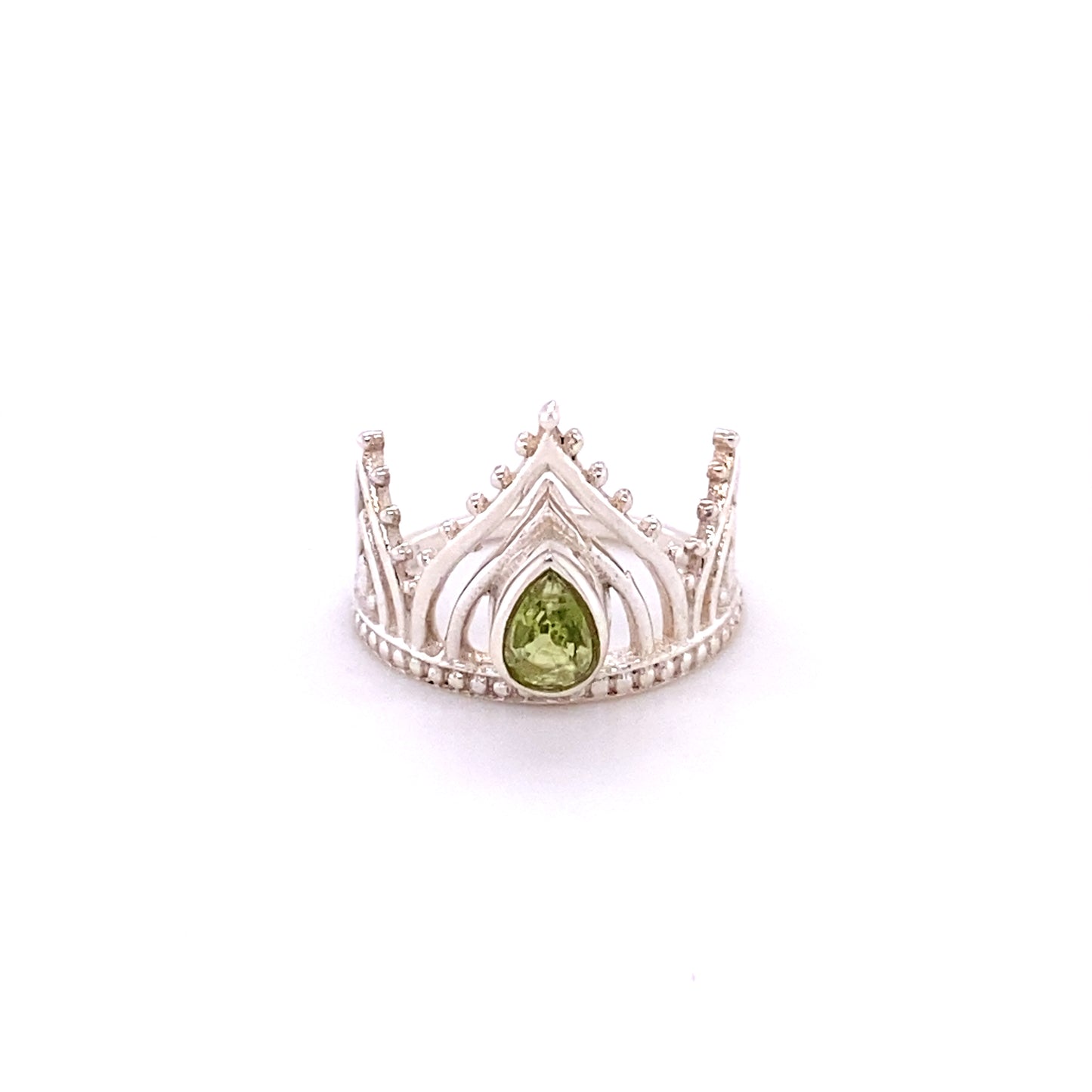 
                  
                    A Henna Crown Ring with Natural Gemstones by Super Silver featuring a peridot natural gemstone.
                  
                