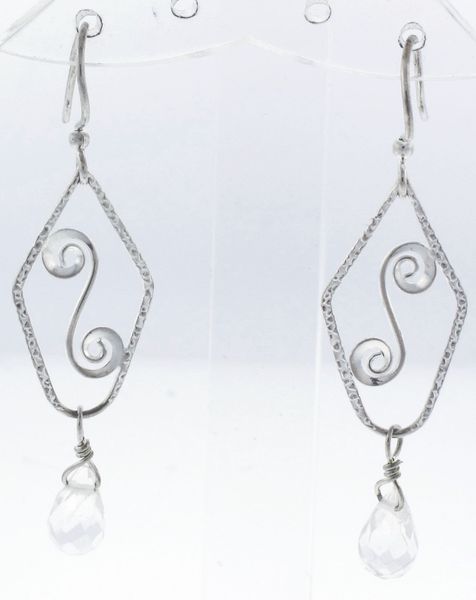 A pair of Super Silver Silver Spirals Earring With Clear CZ Bead.