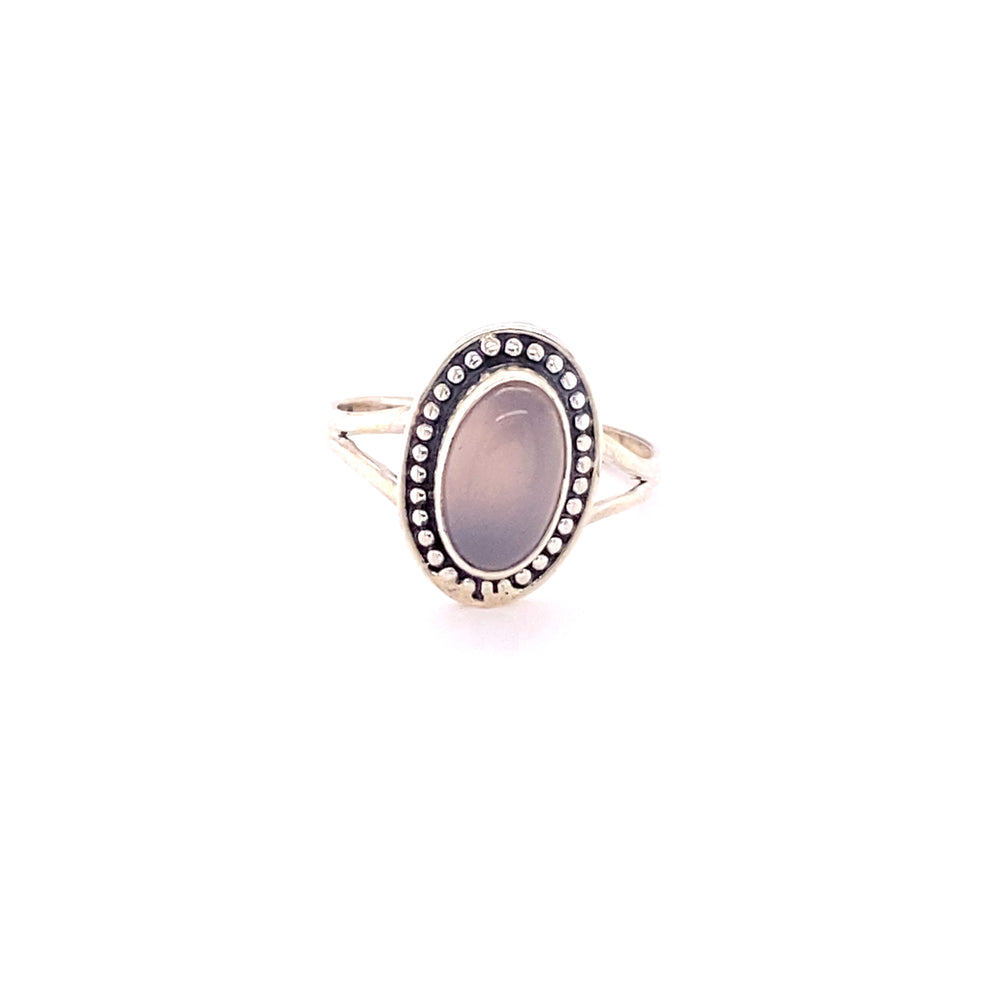 
                  
                    A Super Silver Trendy Oval Ring with an oval stone and diamonds, made of .925 Sterling Silver.
                  
                