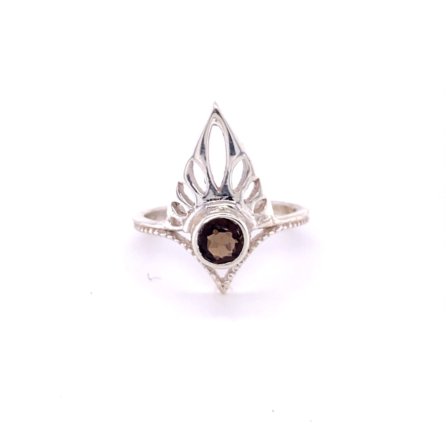
                  
                    A unique Henna Shield Ring with Natural Gemstones from Super Silver, with a brown gemstone in the middle.
                  
                