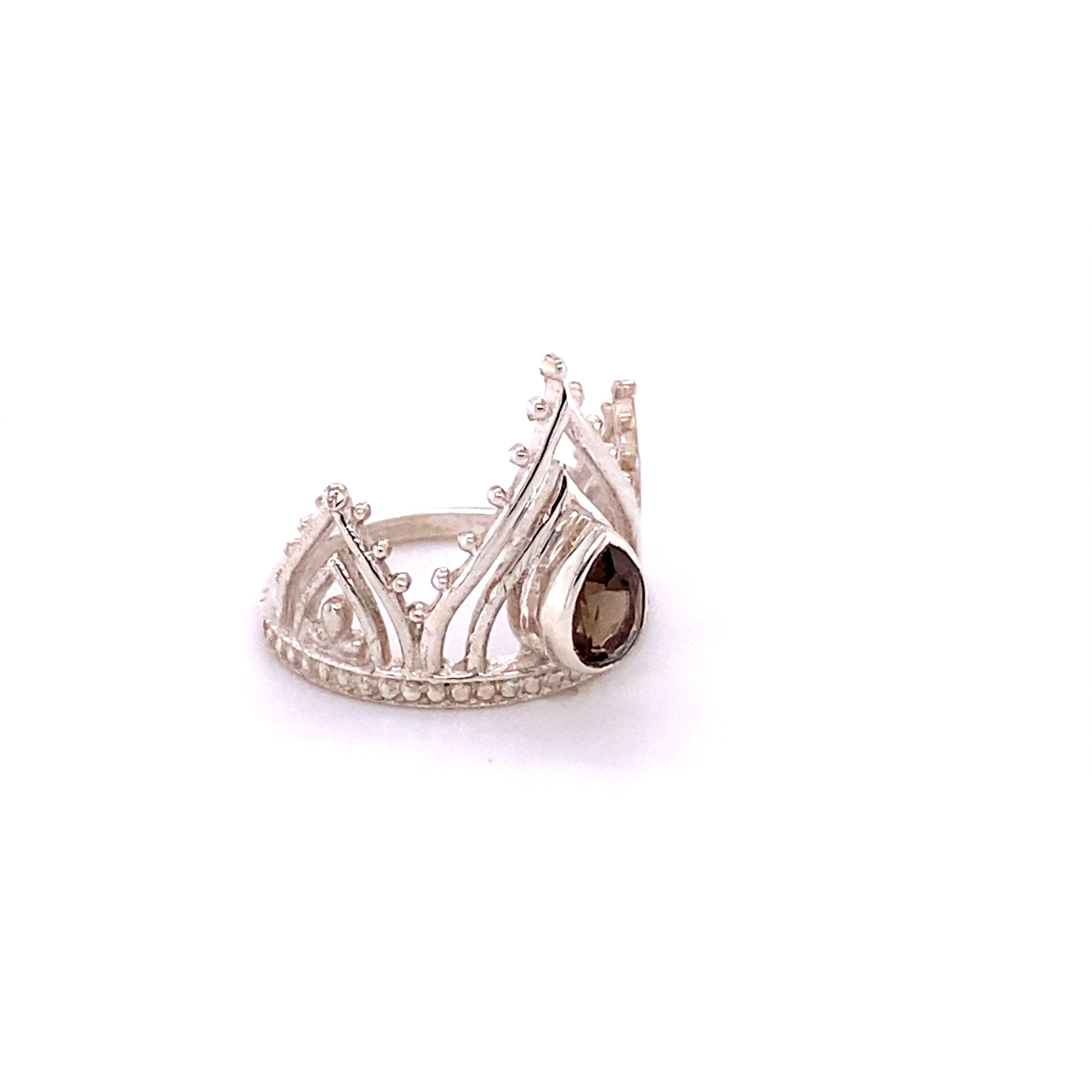 A Super Silver Henna Crown Ring with Natural Gemstones.