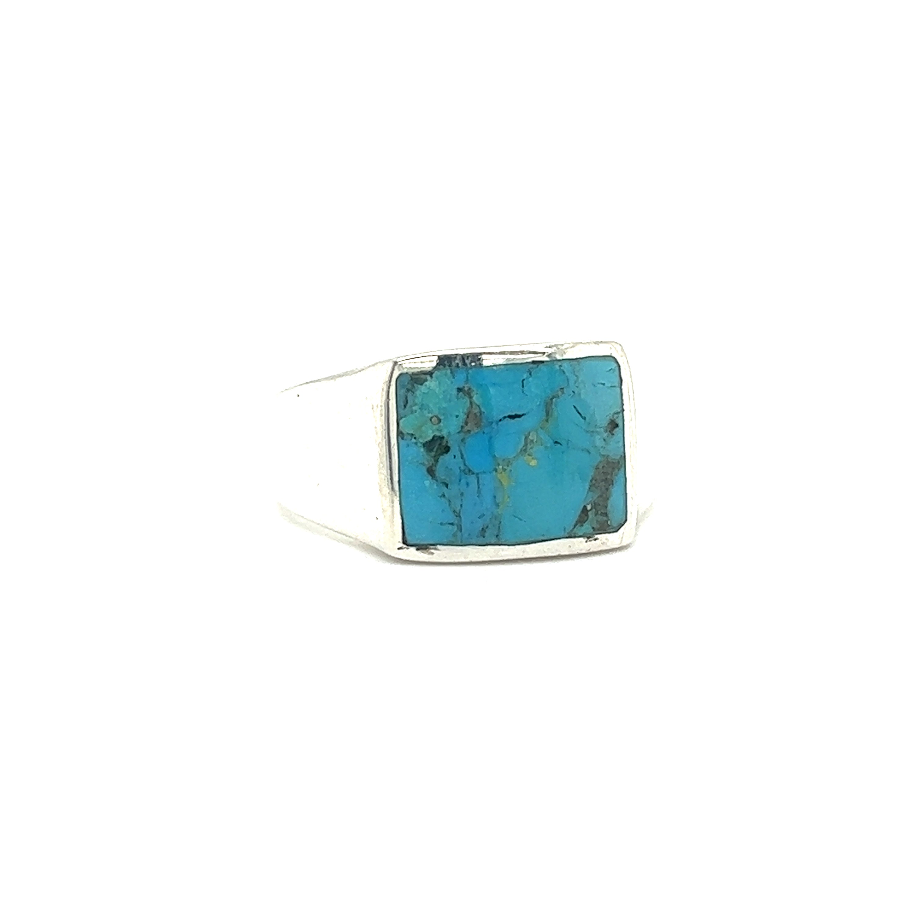A Super Silver Kingman Turquoise Signet Ring, making it a stunning statement piece.