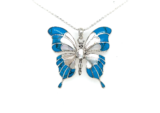 
                  
                    A Stunning Inlay Butterfly Pendant on a Super Silver chain.
                  
                