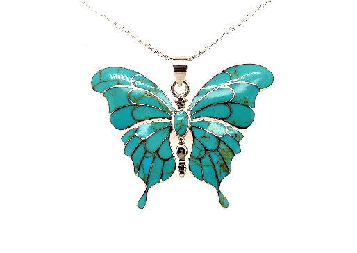 
                  
                    A Stunning Inlay Butterfly Pendant on a Super Silver chain.
                  
                