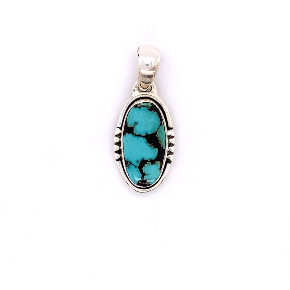 A Natural Turquoise Elongated Oval Pendant from Super Silver.
